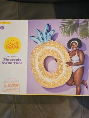 Brand New Sun Squad Pineapple Inflatable Swim Tube - Yellow